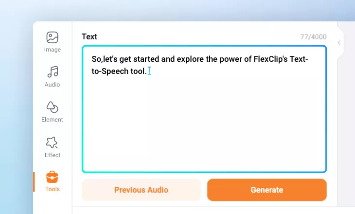 Como Converter Texto em Voz Usando o Gerador de Sotaques FlexClip?