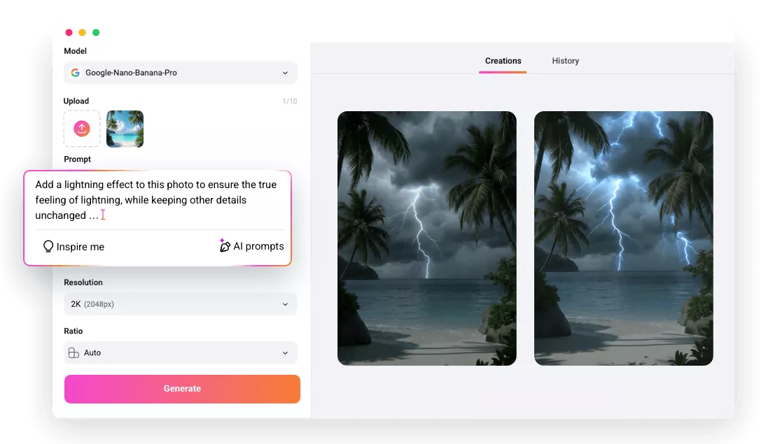 Add Lightning to Photo Online
