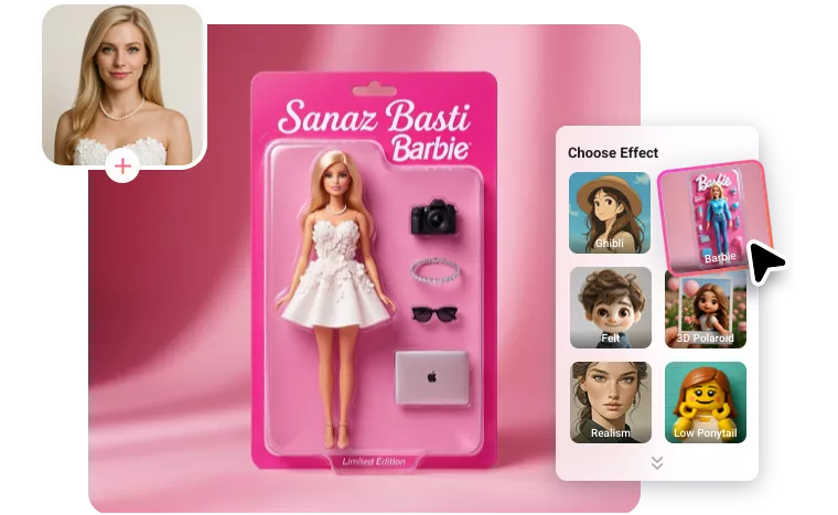 一鍵將照片變成芭比包裝形象