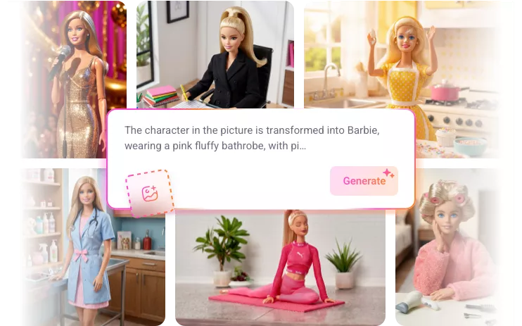 輸入文字解鎖多種風格的芭比版本