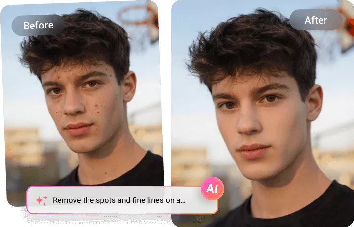Remove Face Blemishes in One Click with AI