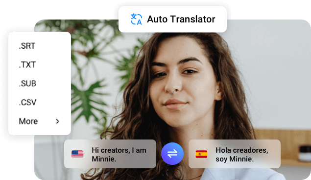 Traduce automáticamente SRT, SUB, VTT y más con IA