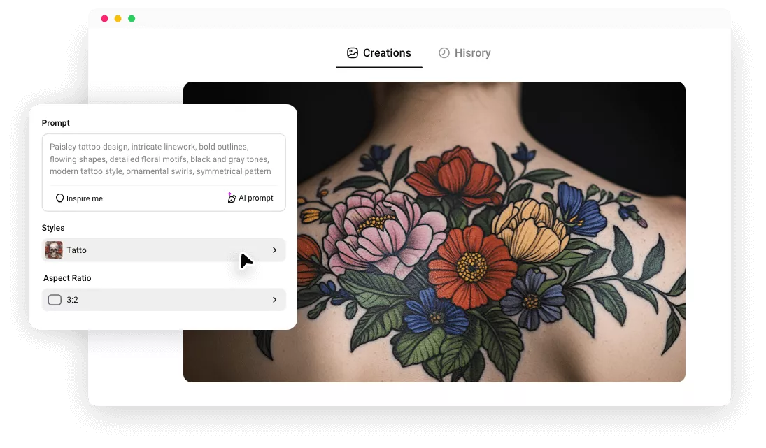 AI Tattoo Generator Online Sem Marca d'Água