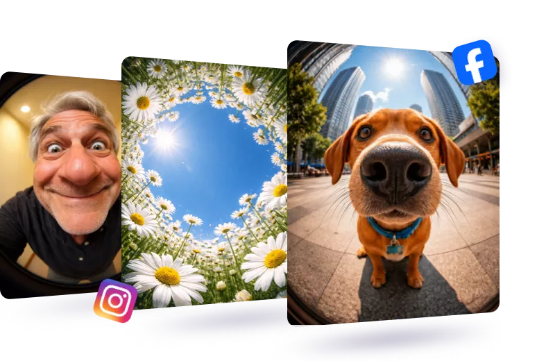 Efeito de lente de olho de peixe cativante