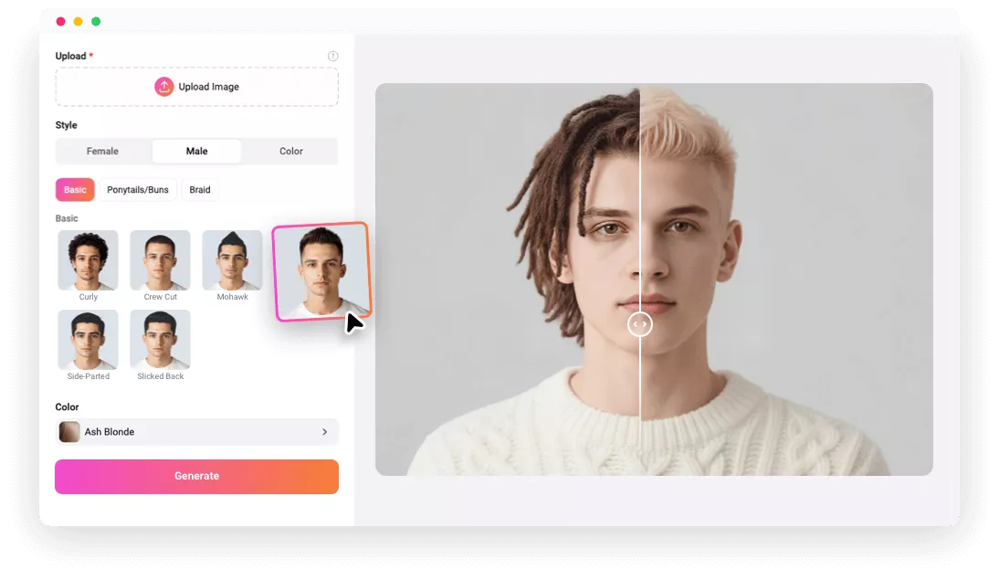 AI Hairstyle Simulator for Male Online