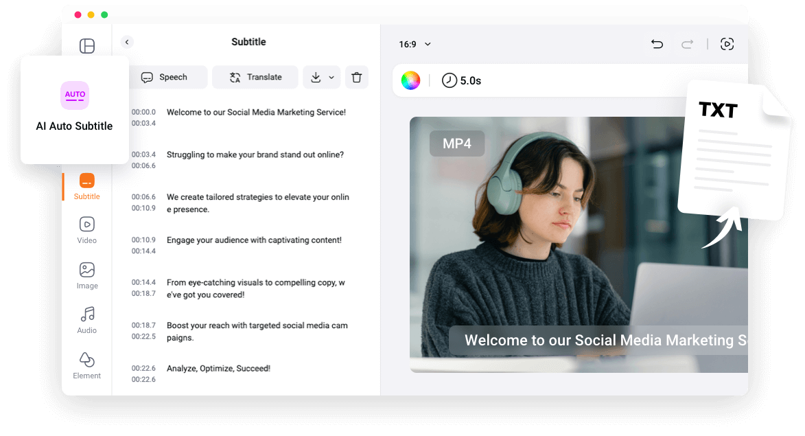 MP4 to Text Converter - Transcribe MP4 to Text Online | FlexClip