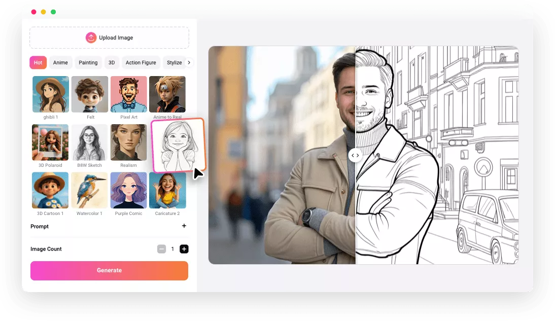 AI Photo to Coloring Page Converter