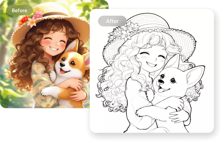 Converta a sua fotografia numa página para colorir com um só clique