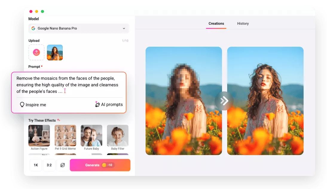 Remove Mosaic from Photo with AI