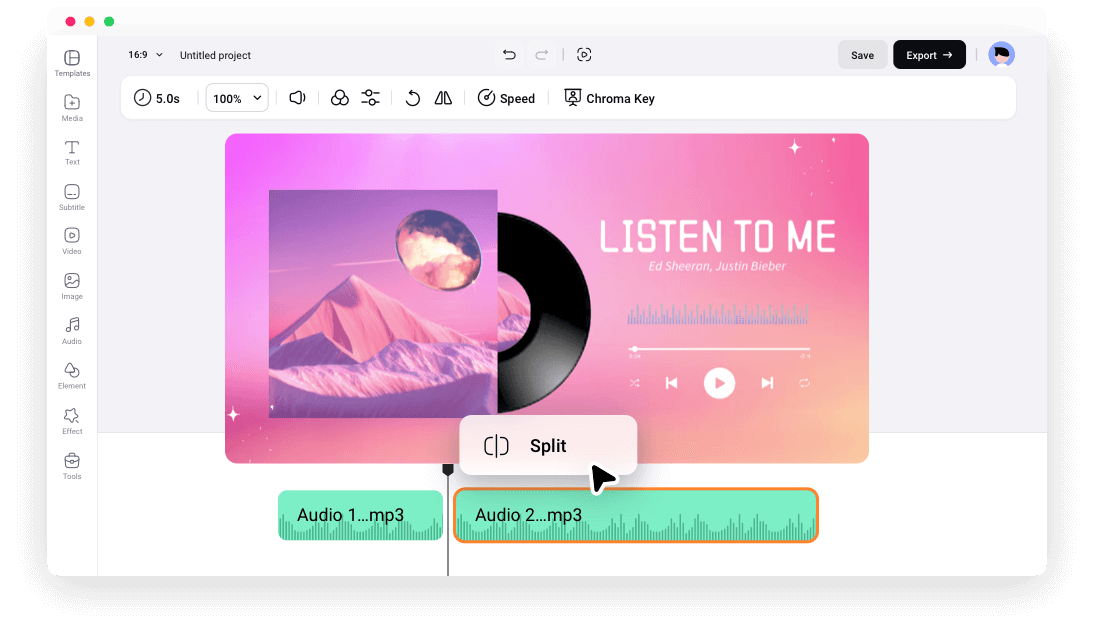 Split Audio Files Online | Free Audio Splitter | FlexClip