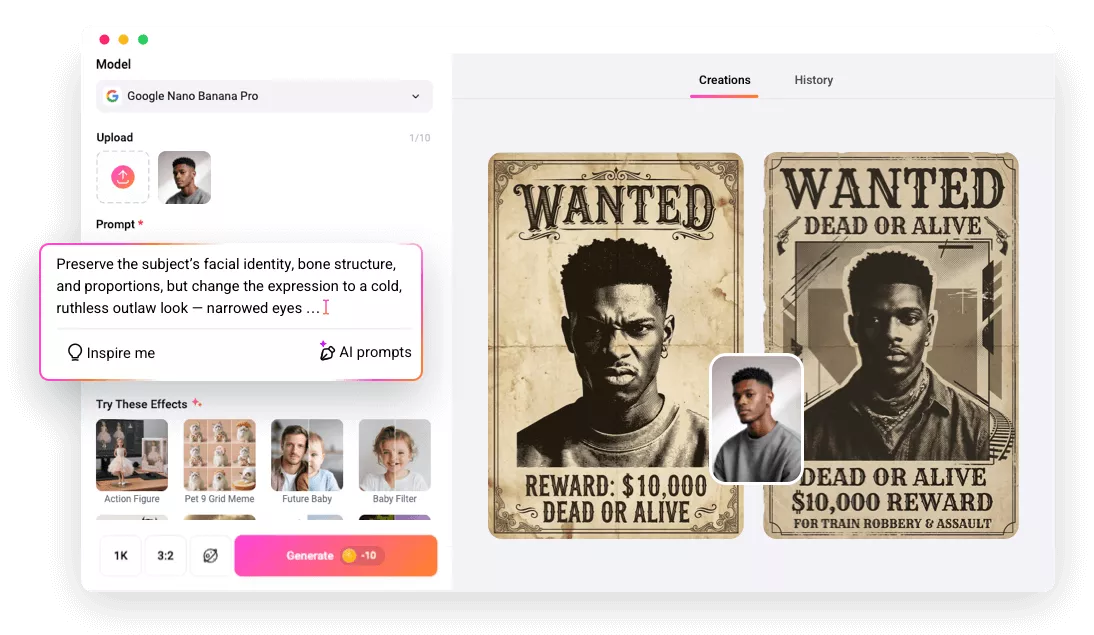 線上 AI 通緝令海報生成器