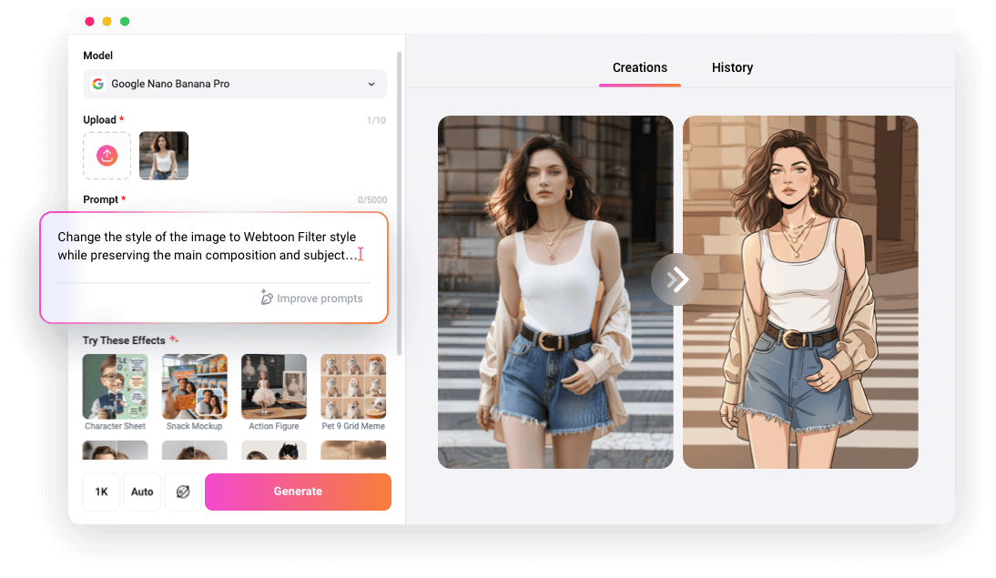 AI Webtoon Filter: Turn Photos into Webtoon Anime Style Arts
