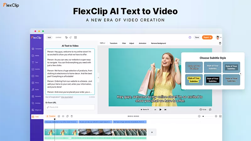 Make use of AI text to video function.