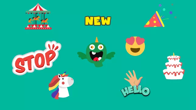 Stickers, cute animated texts