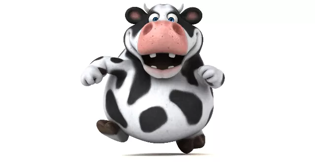 A Cartoon Character of a Cow