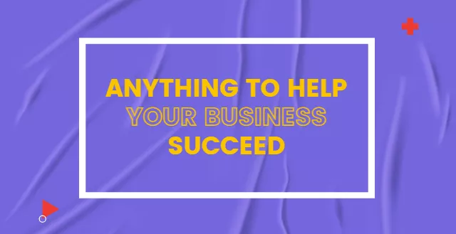 藍色背景和一句英文：Anything to help your business succeed.