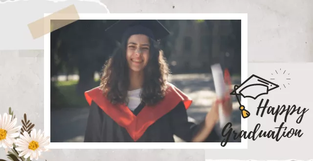 A Female College Student Dressed in an Academic Gown