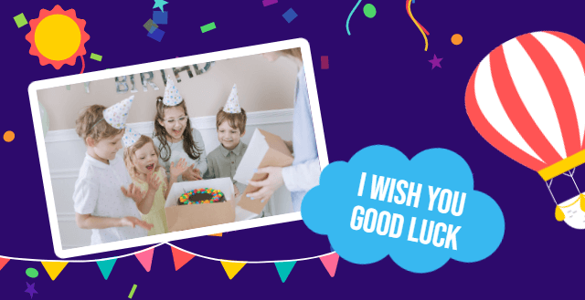 Four Happy Kids Receiving a Birthday Cake