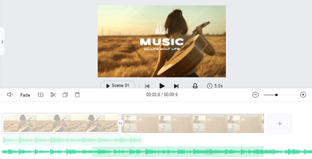 Edit your music track via drag-and-drop.