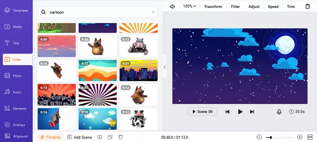 Search & use animated & cartoon video background