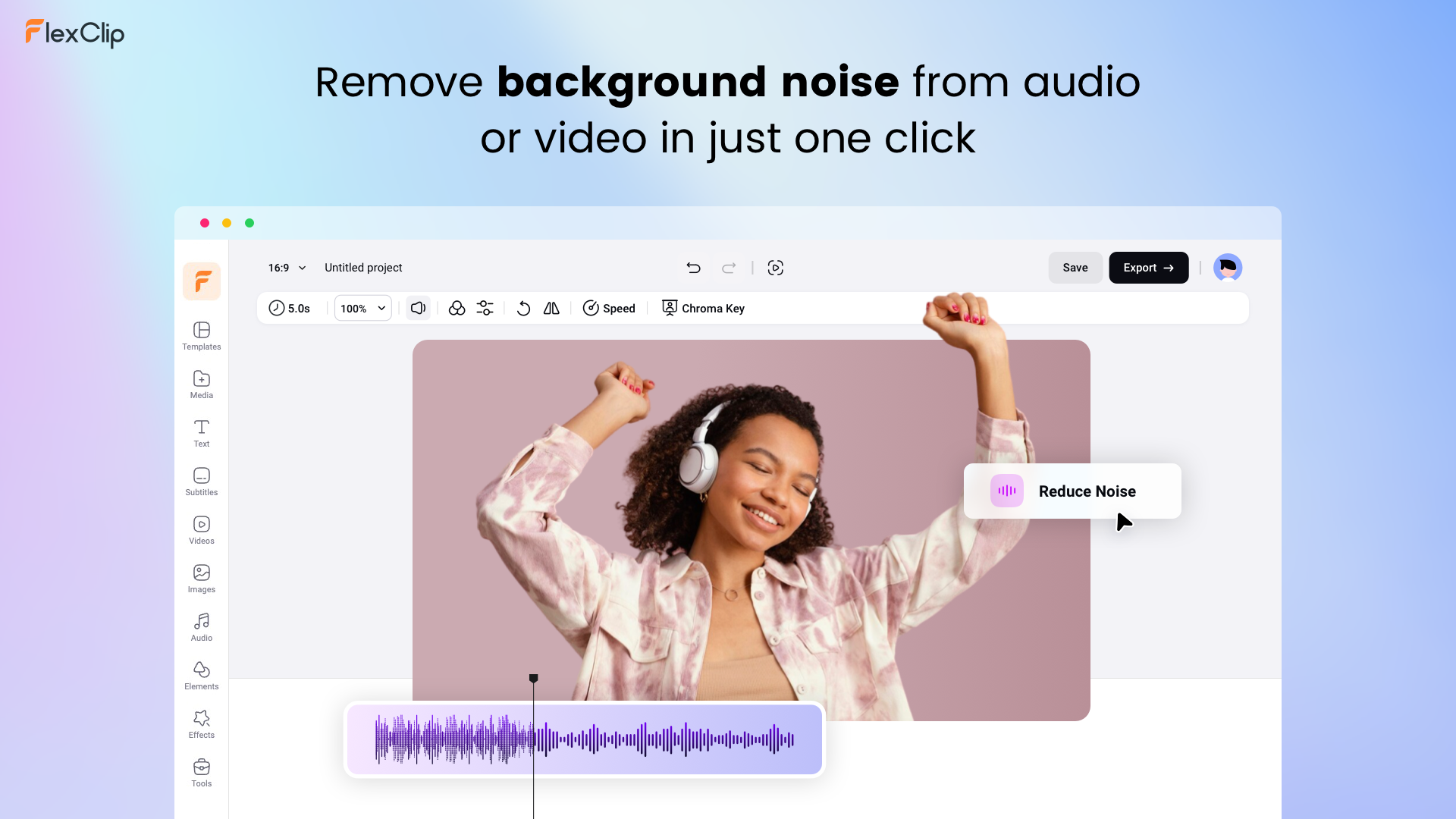 Redutor de ruído de áudio por IA