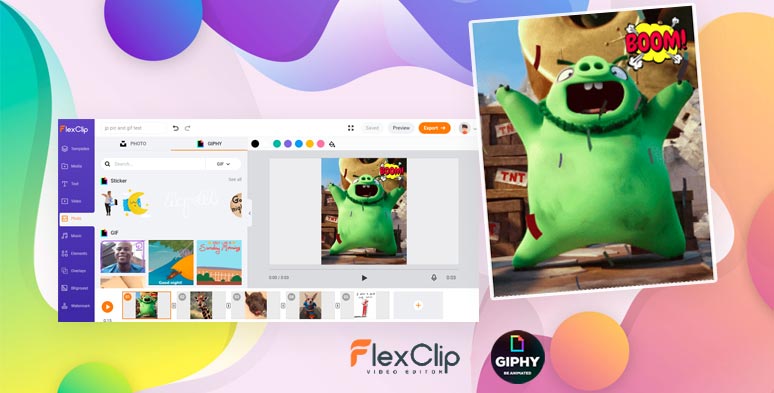 使用FlexClip GIF maker将一个GIF添加到一个GIF