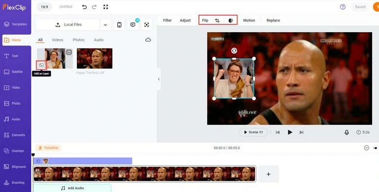 Add a GIF overlay on a GIF by FlexClip GIF maker