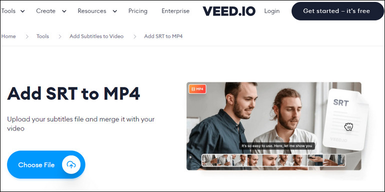Add SRT File to Video Online with Veed