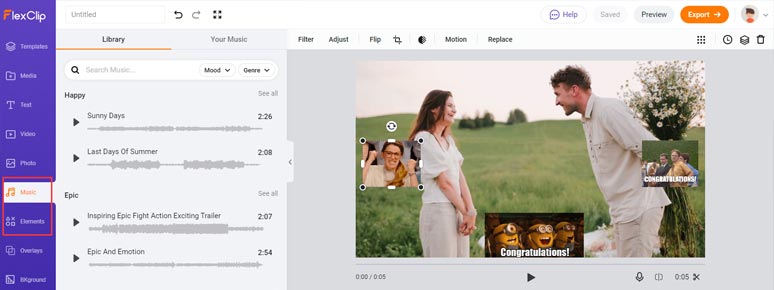 Add dynamic elements or music to an MP4 GIF
