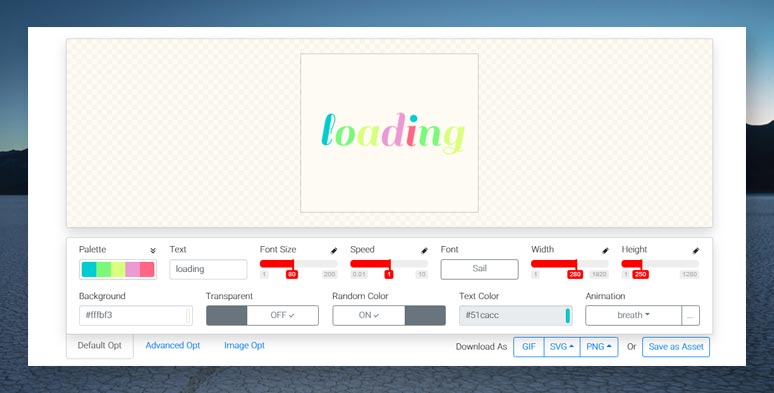 Loading.io animated text generator