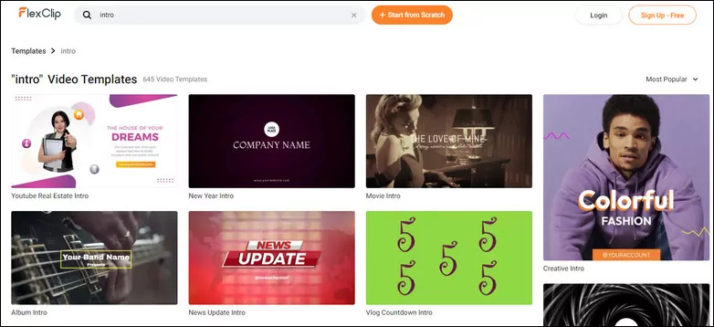 FlexClip Intro Templates