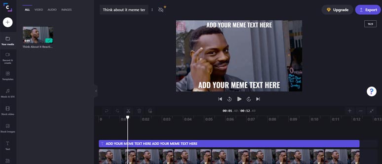 Create a video meme by Clipchamp online video meme maker
