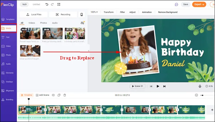 Make a Birthday Collage Online Free - Replace