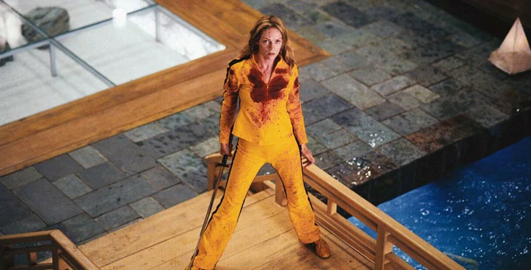 Massive yellow and red and blue in the shadow in the movie--Kill Bill