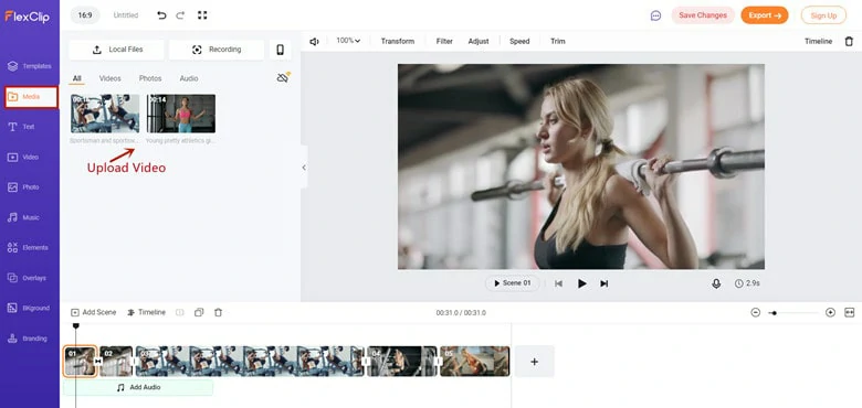 Upload Gym Video to FlexClip