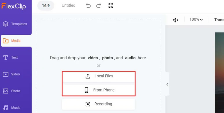 Upload the original audio files and audio watermark to FlexClip