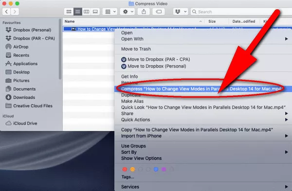 Zip a Video - Mac