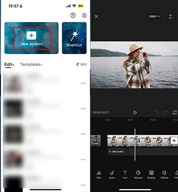 Create a new project and import your video to CapCut