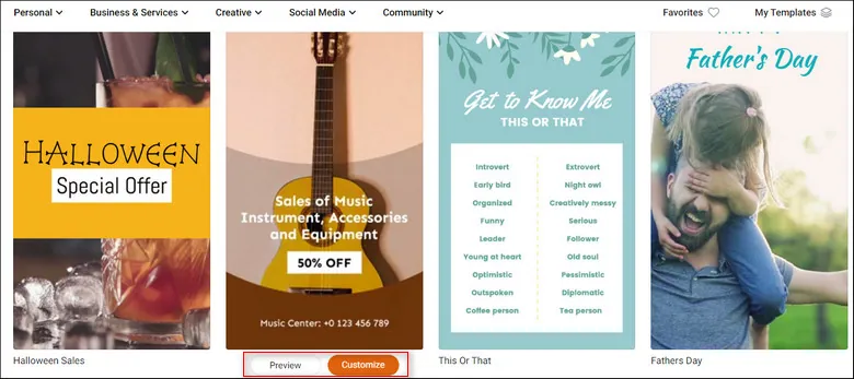 Select an Instagram video template