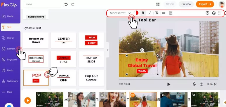 Add animated text and dynamic elements to the vlog video 