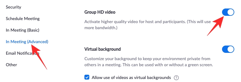 Improve Zoom Video Quality by Enable Group HD - Step 2