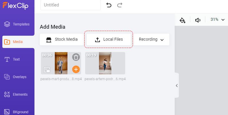 Upload dance clips to FlexClip dance video editor