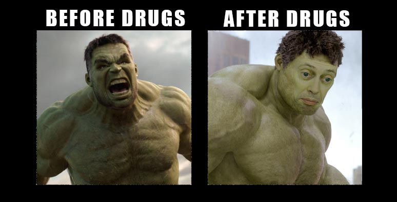Mr. HULK’s before and after drugs meme