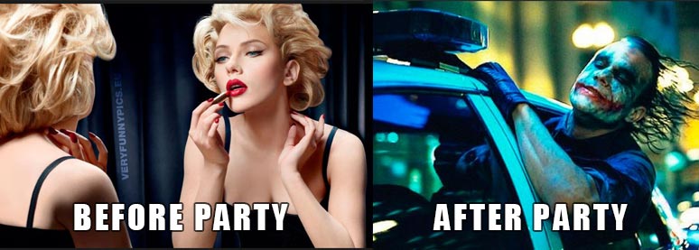 Before and after party meme