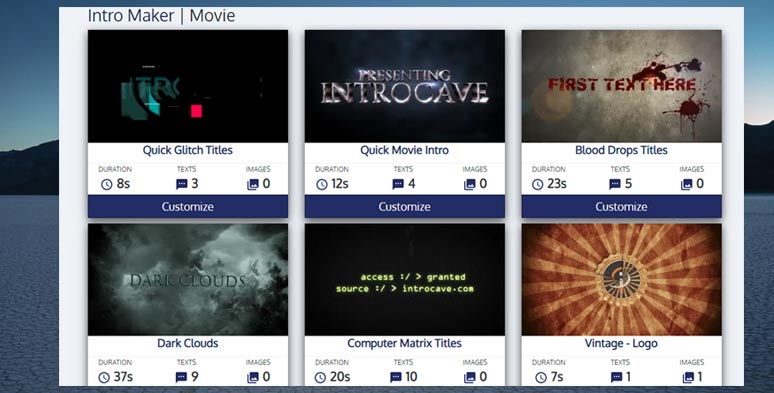 Ready-made movie intro templates of Introcave