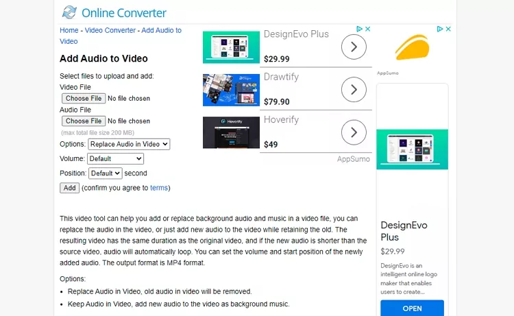 Merge Audio and Video with OnlineConverter