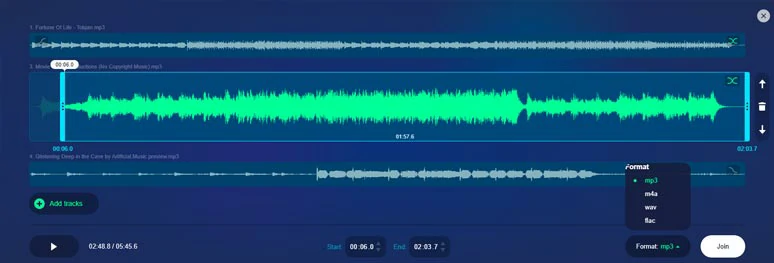 Use Audio Joiner to mix multiple audio online for free 