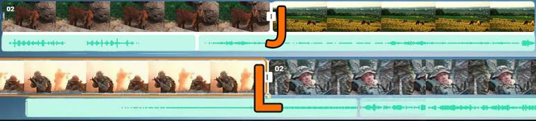 Use J Cut and L Cut to mix audio tracks