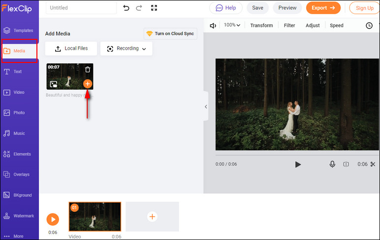 Crop Video Online with FlexClip via Zoom Feature - Step 1