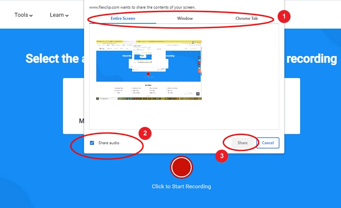 How to use Flexclip's screen recorder - Step 3